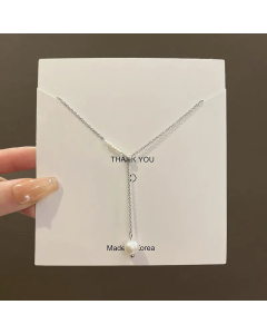 Steel Color Pearl Plating Pendant Necklace Stainless Steel Clavicle Chain Necklace