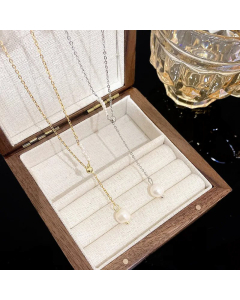 Wholesale Stainless Steel Clavicle Chain Necklace Elegant Pearl Plating Pendant Necklace