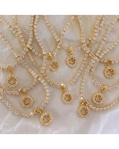 Wholesale Stainless Steel Necklace Elegant Smiley Face Inlay Zircon Pendant Necklace