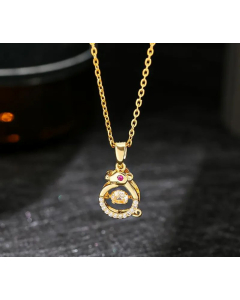 Wholesale Stainless Steel Necklace Chinese Zodiac Inlay Zircon Pendant Necklace -Gold Color-01