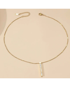 Casual Rectangle Titanium Steel Polishing Plating 18K Gold Plated Pendant Necklace