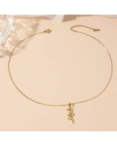 Elegant Rose Titanium Steel Polishing Plating 18K Gold Plated Pendant Necklace