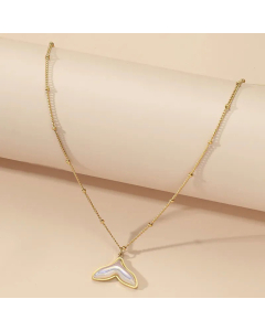 Elegant Mermaid Titanium Steel Polishing Shell 18K Gold Plated Necklace