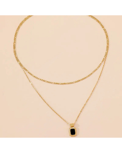 Commute Square Titanium Steel Polishing Plating 18K Gold Plated Necklace