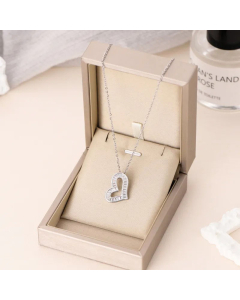 Sweet Heart Shaped Zircon Inlaid Gold Plated Stainless Steel Necklace