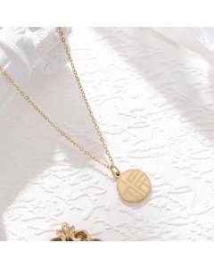 Retro Streetwear Round Stainless Steel Plating 18K Gold Plated Pendant Necklace