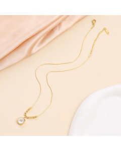 Retro French Style Roman Style Letter Stainless Steel Plating 18K Gold Plated Pendant Necklace