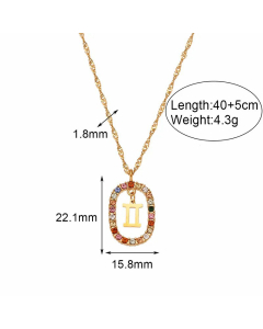 Classic Style Minimalism Constellation Rhinestones Inlaid Gold Plated Pendant Stainless Steel Necklace
