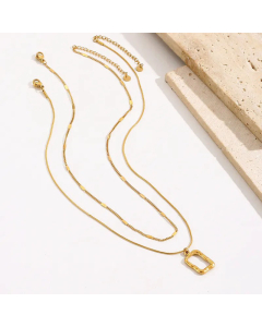 Casual Elegant Simple Style Solid Color Stainless Steel Polishing Plating 14K Gold Plated Pendant Necklace