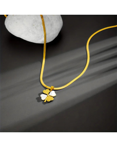 Casual Flower Stainless Steel Plating Inlay Shell 18K Gold Plated Pendant Necklace