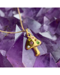 Retro Simple Style Streetwear Mushroom Stainless Steel Plating Inlay Zircon 18K Gold Plated Pendant Necklace