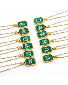 Wholesale Stainless Steel Necklace Vintage Style Roman Style Constellation Artificial Diamond Inlaid Turquoise Necklace