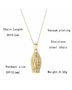 Retro Portrait Stainless Steel Plating 18K Gold Plated Pendant Necklace