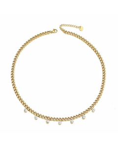 Wholesale Stainless Steel Necklace Transparent Crystal Colorful Crystals Chains Necklace