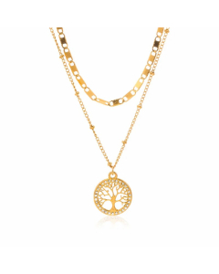 Retro Roman Style Tree Stainless Steel Plating Inlay Rhinestones Pendant Necklace