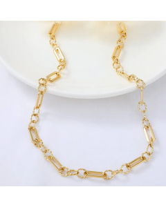 Gold Color Geometric Solid Color Plating 14K Gold Plated Stainless Steel Necklace 
