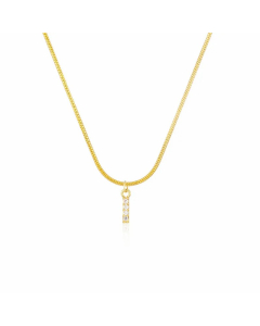 Letter I Zircon Inlaid 14K Gold Plated Stainless Steel Pendant Necklace