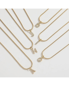 Wholesale Stainess Steel Necklace Classic Style Commute Letter Zircon Inlaid 14K Gold Plated Pendant Necklace