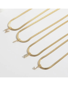 Wholesale Stainless Steel Necklace Classic Style Letter Inlay Zircon 14K Gold Plated Pendant Necklace