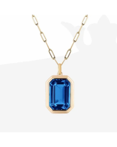 Fashion Square Plating Inlay Zircon 18K Gold Plated Stainless Steel Pendant Necklace