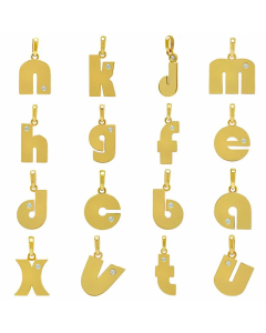Modern Style Letter Stainless Steel Plating Inlay Zircon 18K Gold Plated Pendant Necklace