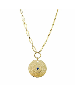 Elegant Luxurious Ethnic Style Round Stripe Stainless Steel Plating Inlay Beads Gold Plated Pendant Necklace