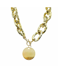 Retro Punk Modern Style Round Stainless Steel Polishing Plating Gold Plated Pendant Necklace