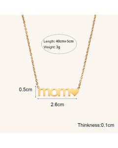 Wholesale Stainless Steel Fine Jewelry Fashion MAMA Letter Plating Necklace Earrings Ring-Necklace-01