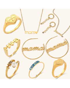 Wholesale Stainless Steel Fine Jewelry Fashion MAMA Letter Plating Necklace Earrings Ring