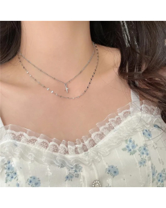 Hip-Hop Vintage Style Punk Cross Planet Butterfly Inlay Artificial Diamond Stainless Steel Necklace
