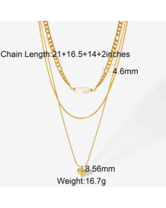 Simple Style Classic Style Heart Shape Stainless Steel Pearl Plating 18K Gold Plated Layered Necklaces