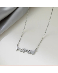 Steel Color MAMA Letter Heart Shape Stainless Steel Plating Necklace