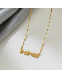 Gold Color Lady MAMA Letter Heart Shape Stainless Steel Plating Necklace