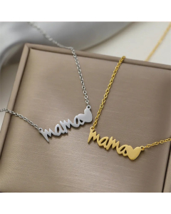 Lady MAMA Letter Heart Shape Stainless Steel Plating Necklace