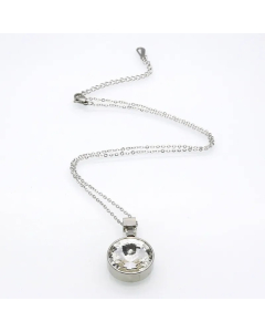 Steel Color Classic Minimalism Inlay Artificial Crystal Pendant Stainless Steel Necklace