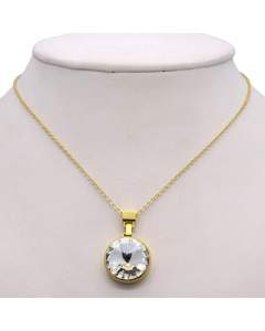 Wholesale Stainless Steel Necklace Classic Minimalism Inlay Artificial Crystal Pendant Necklace