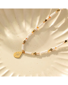 Ethnic Style Leaf Stainless Steel Beaded Alloy Plating Pendant Necklace