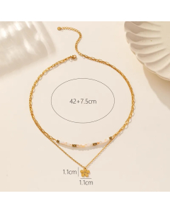 Elegant Flower Stainless Steel Alloy Plating 18K Gold Plated Layered Necklaces