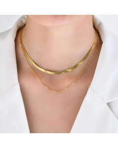 INS Style Simple Style Solid Color Plating 18K Gold Plated Layered Stainless Steel Necklace