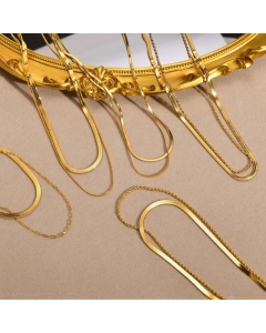 INS Style Simple Style Solid Color Plating 18K Gold Plated Layered Stainless Steel Necklace