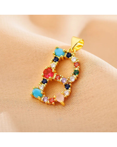 Modern Style Shiny Letter B Inlay Glass Stone Zircon Stainless Steel Pendant Necklace