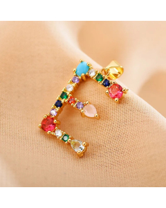 Modern Style Shiny Letter E Inlay Glass Stone Zircon Stainless Steel Pendant Necklace