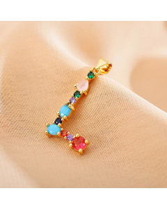 Modern Style Shiny Letter L Inlay Glass Stone Zircon Stainless Steel Pendant Necklace