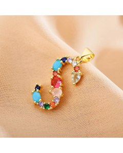 Modern Style Shiny Letter S Inlay Glass Stone Zircon Stainless Steel Pendant Necklace