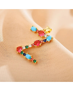 Modern Style Shiny Letter Z Inlay Glass Stone Zircon Stainless Steel Pendant Necklace
