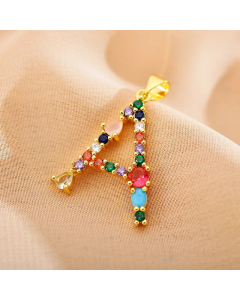 Wholesale Stainlee Steel Necklace Modern Style Shiny Letter Inlay Glass Stone Zircon Pendant Necklace