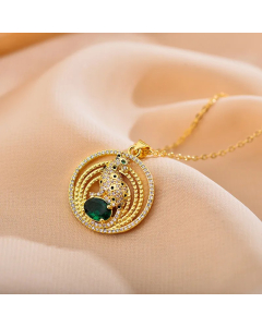 Wholesale Stainless Steel Necklace Fashion Minimalism Animal Leopard Inlay Zircon Pendant Necklace