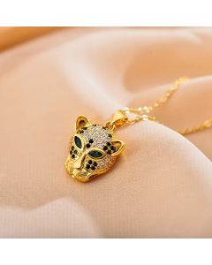 Wholesale Stainless Steel Necklace Fashion Minimalism Animal Leopard Inlay Zircon Pendant Necklace