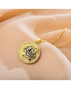 Wholesale Stainless Steel Necklace Fashion Minimalism Animal Leopard Inlay Zircon Pendant Necklace