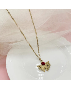 Casual Modern Style Sector Stainless Steel Metal Plating Inlay Natural Stone Gold Plated Pendant Necklace